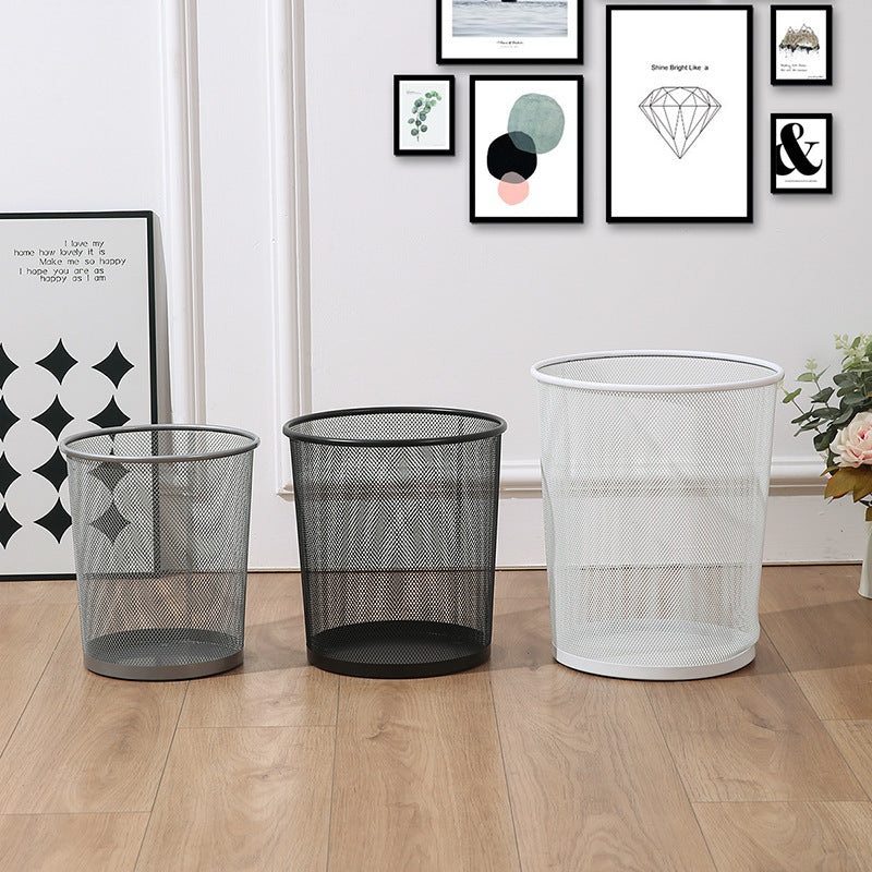 Wrought Iron Mesh Trash Bin for Home and Office
