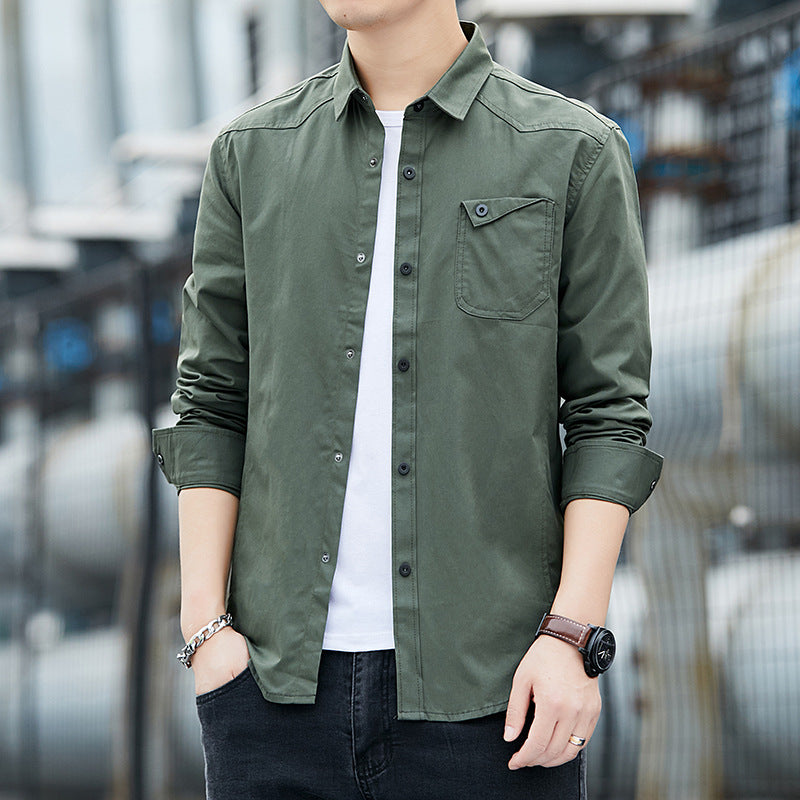 Men’s Slim-Fit Military Style Cotton Shirt