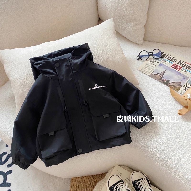 Boys Hooded Lightweight Windbreaker Jacket for Autumn