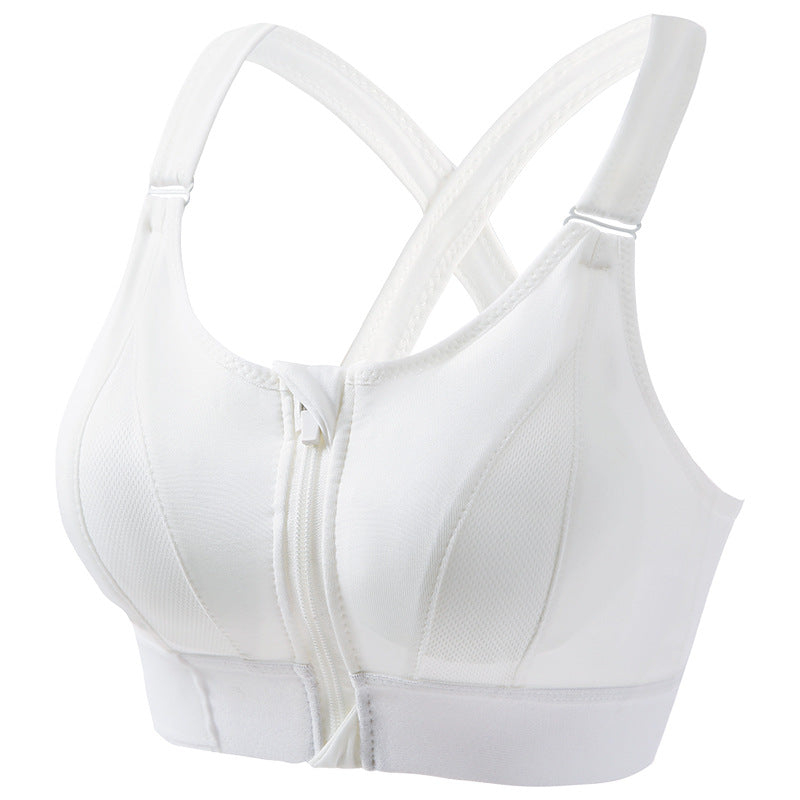 Gray Front Zipper Wireless Push Up Sports Bra Plus Size Support