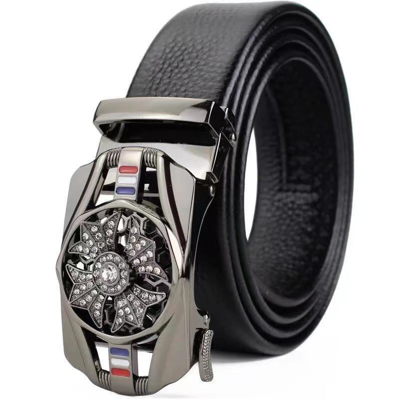 Shilairun Men’s Cowhide Belt – Diamond Automatic Buckle