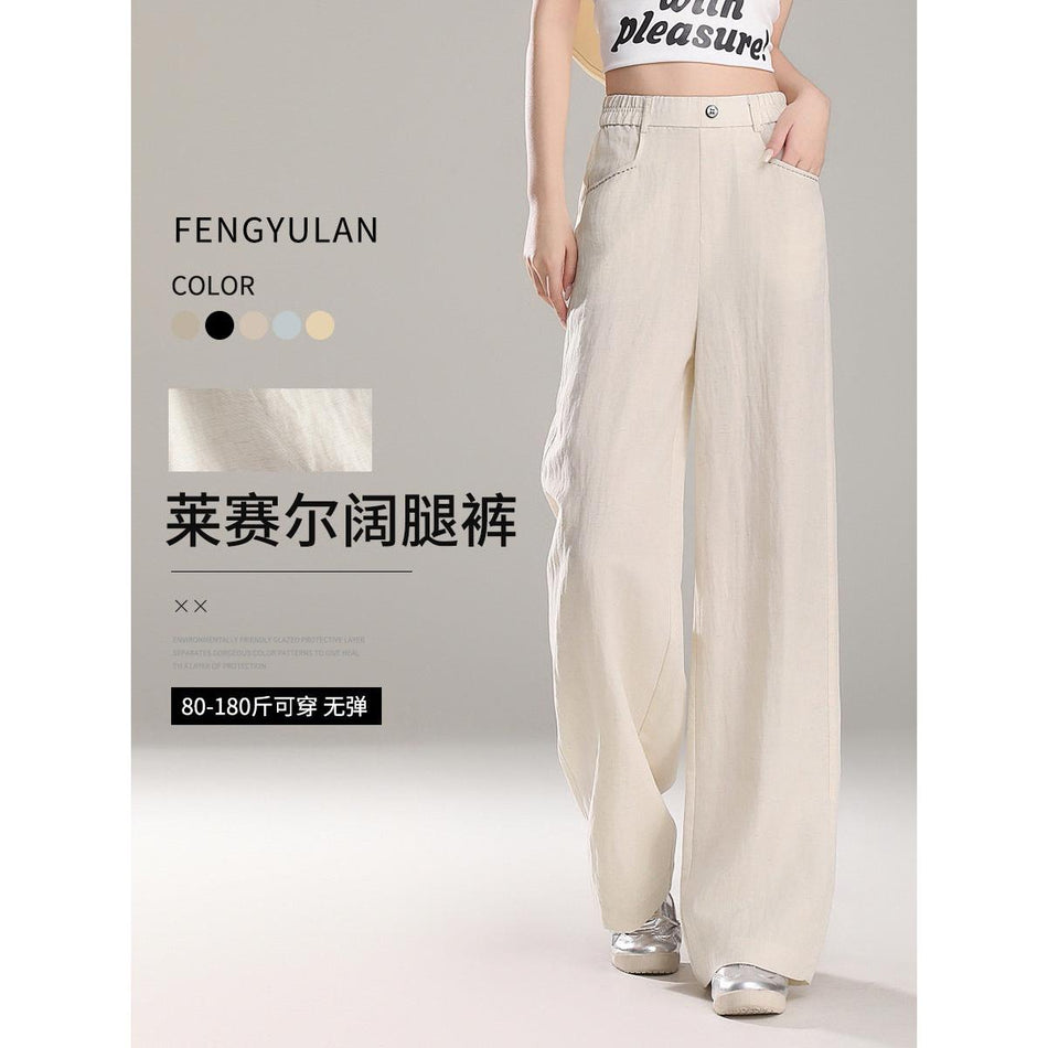 High-Waist Draped Linen Wide-Leg Pants