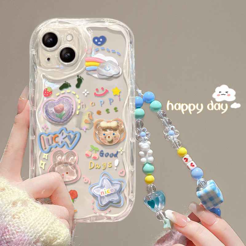 Cute Cloud Transparent Phone Case with Chain