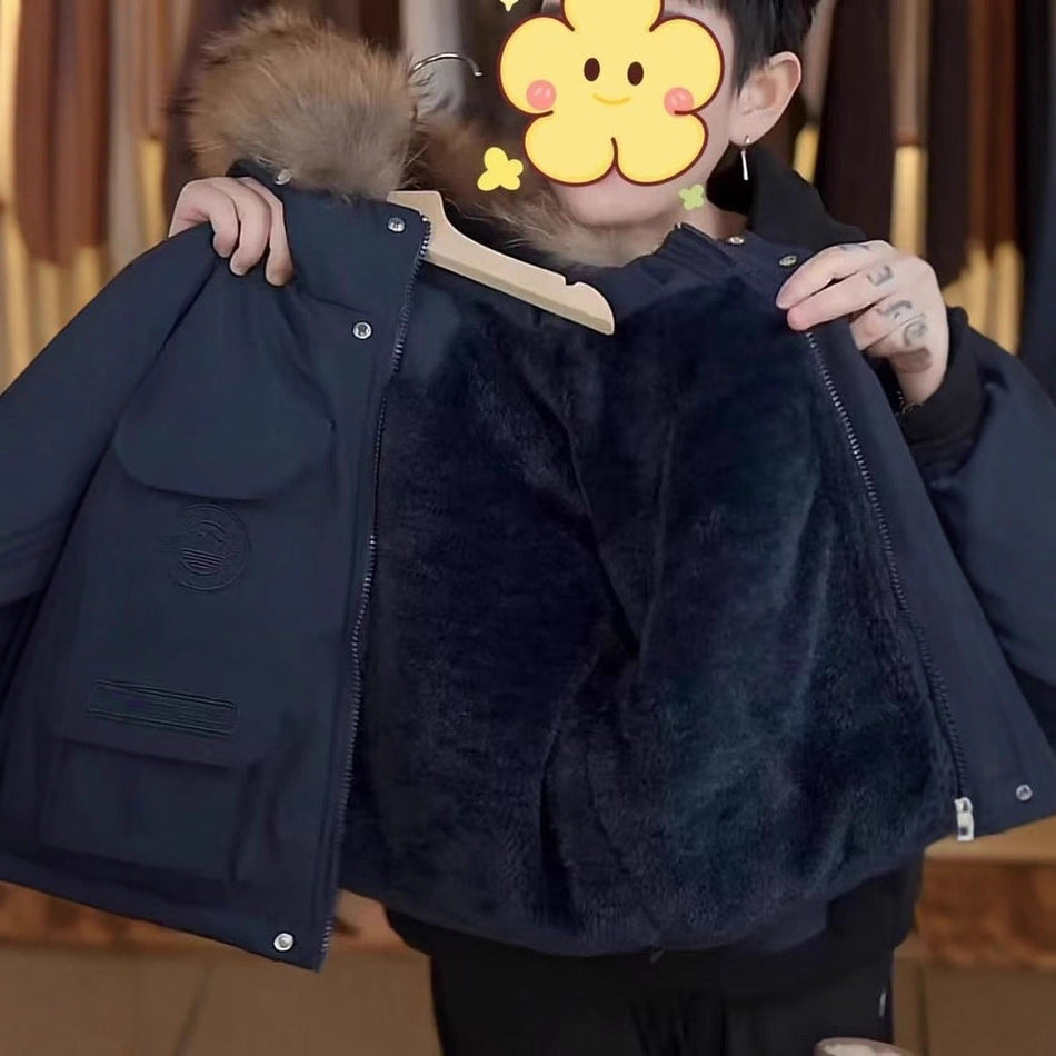 INSTOCK-Children’s Fur Collar Winter Parka – Thick Fleece Lined