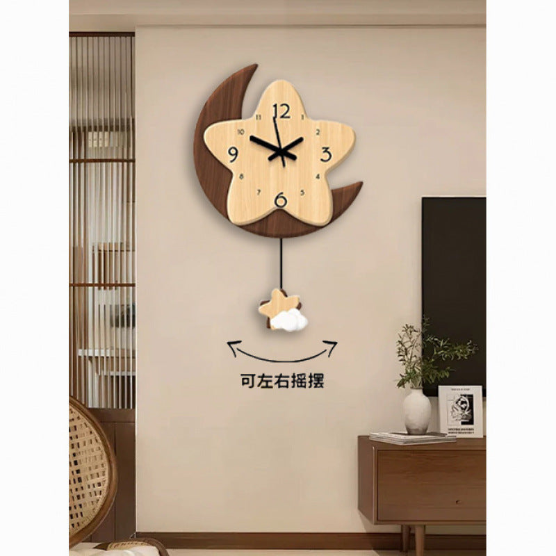 New Moon Creative Wall Clock with Silent Pendulum