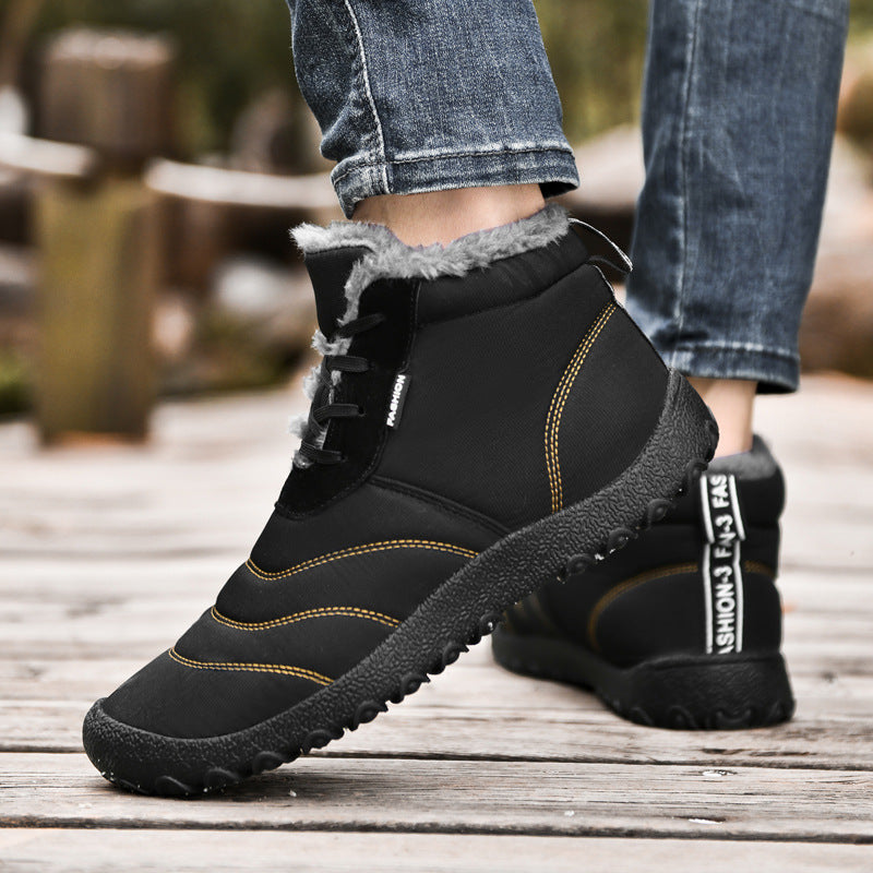 Plus Size Men’s Winter Cotton Mid-Top Snow Boots