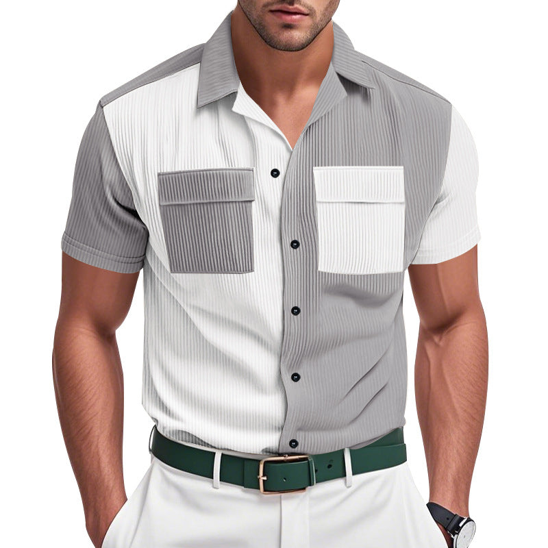 Men's Heavyweight Corduroy Workwear Short Sleeve Loose Fit Shirt