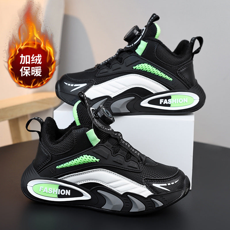 Boys’ Winter Sneakers – Warm Fleece Basketball Shoes