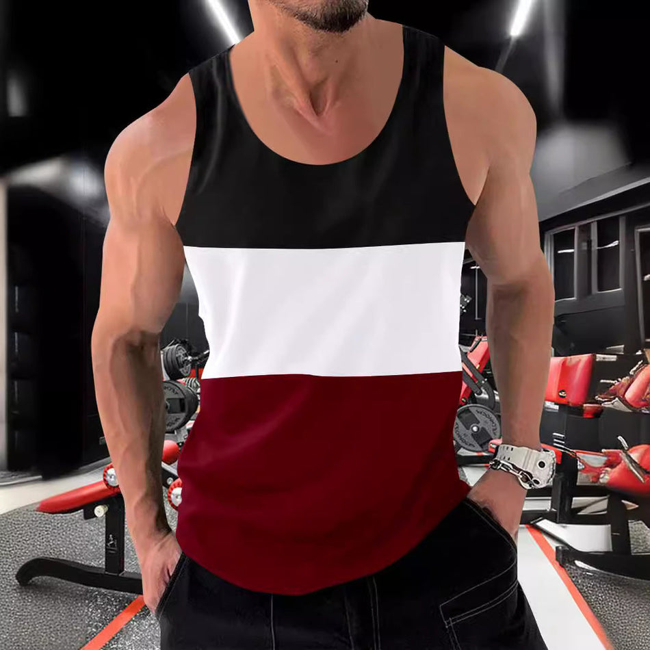 Men’s Contrast Color Sports Vest – Fitness & Running Wear