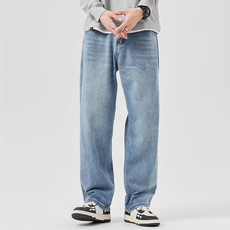 Light-Colored Four-Season Men’s Loose Jeans