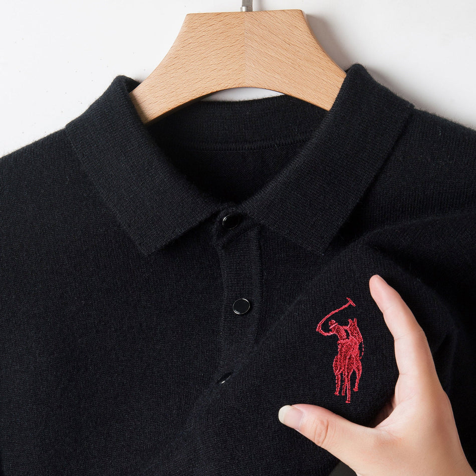 INSTOCK-Men's Imitation Cashmere Polo Sweater  Autumn Winter 2025