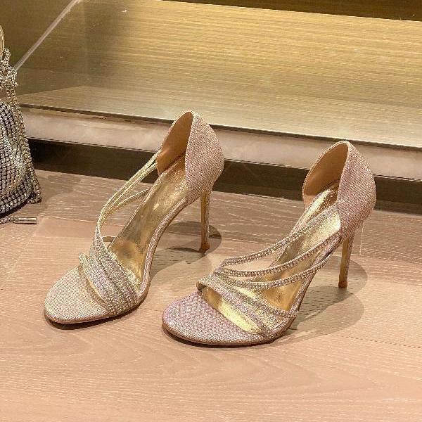 Rhinestone Side-Hollow High Heels