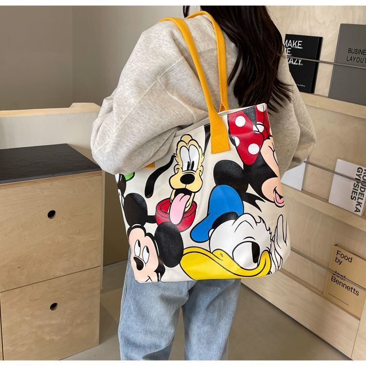 STOCK-Cartoon Canvas Tote Bag – Cute, Spacious & Stylish