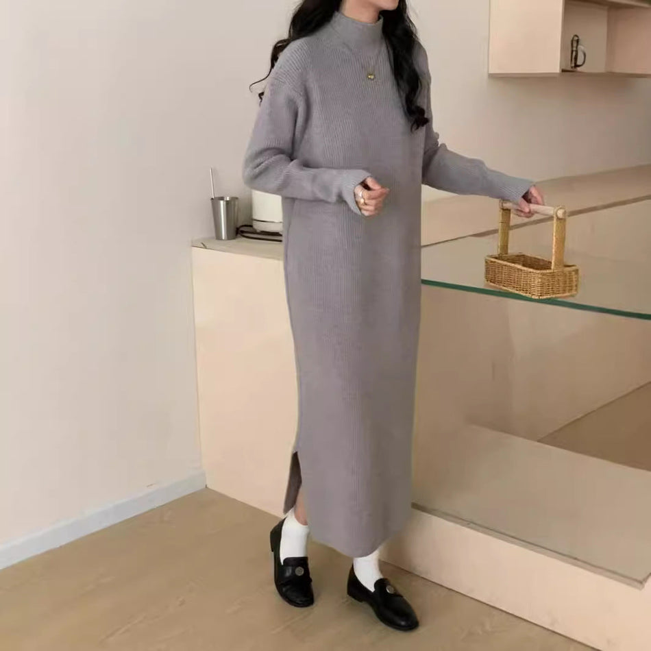INSTOCK-Half Turtleneck Long Sweater Dress Loose Fit