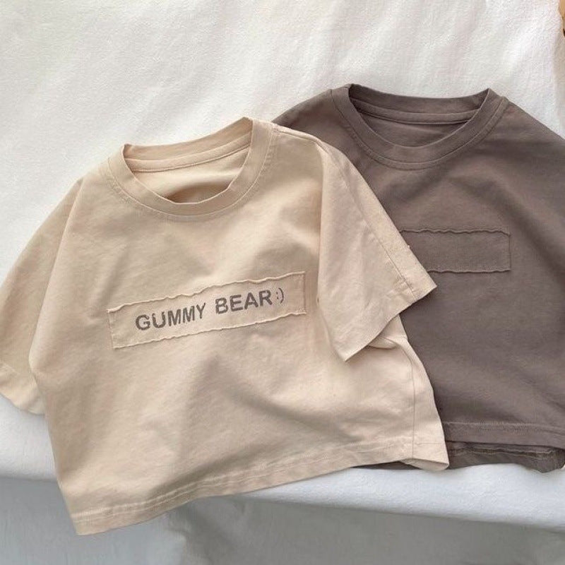 Kids’ Letter‑Print Cotton Tee – Summer