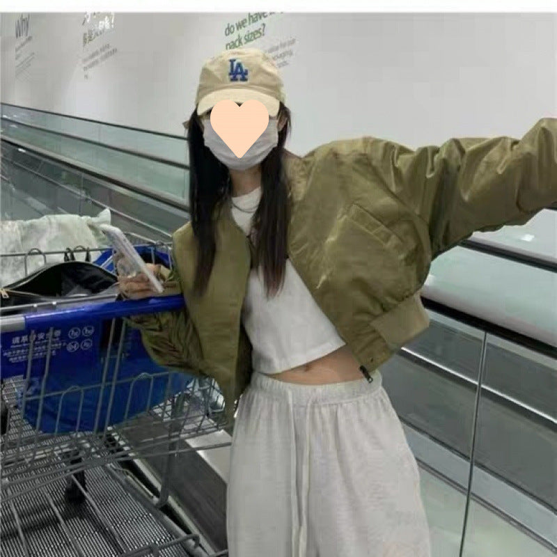 Retro Loose-Fit Short Bomber Jacket for Women
