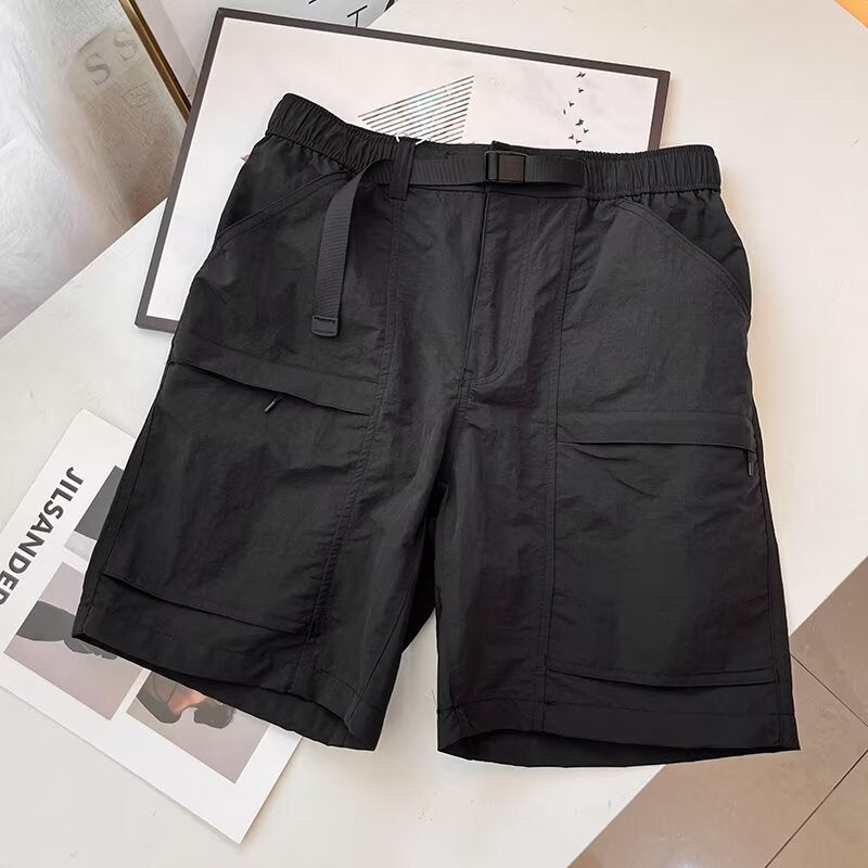 Black men's shorts - casual shorts with elastic waistband for active and leisure wear