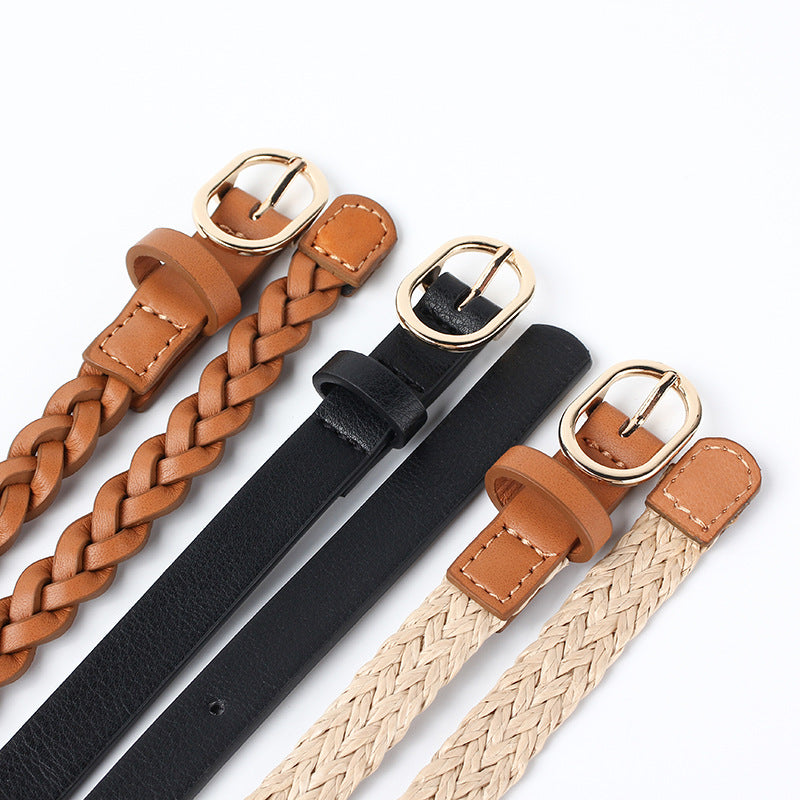 Korean-Style Women’s Woven Cotton & Linen Belt