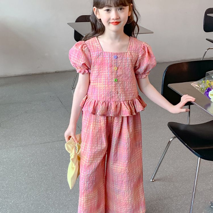 2026 Girls Chanel-Style Puff Sleeve Summer Set