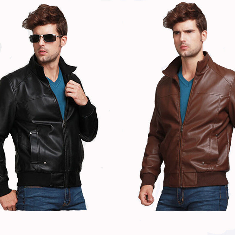 Men’s Motorcycle Leather Jacket | Spring Autumn Casual Baseball