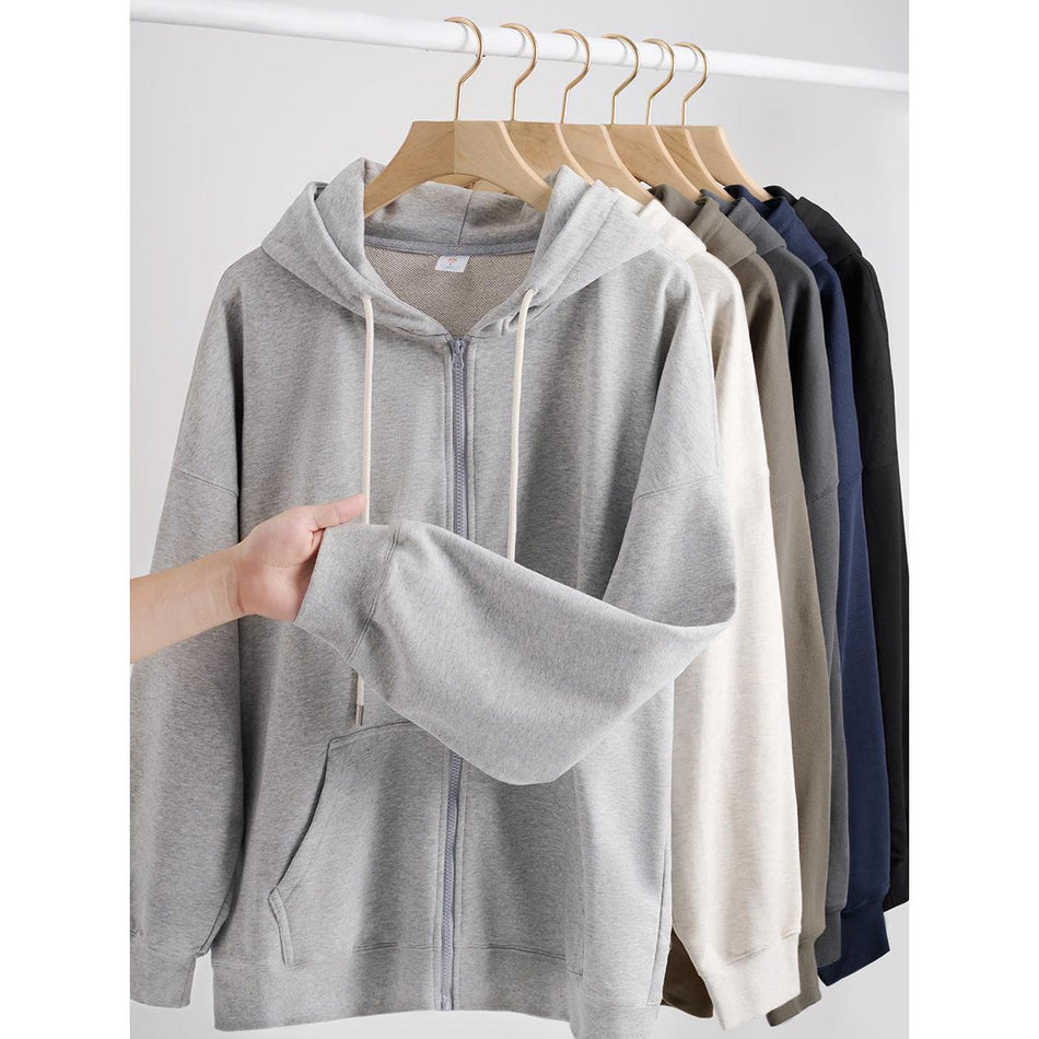 600g American Heavyweight Silver Fox Velvet Zipper Cardigan