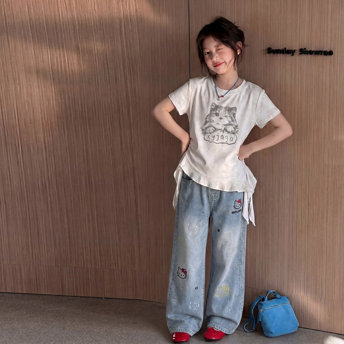 Girls Cartoon Cat Lace Top & Pants Set – Sweet Kids Fashion Nepal | Tudoholic