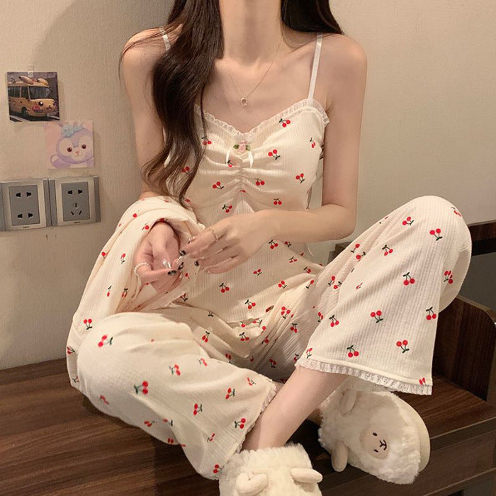 INSTOCK-Floral 3-Piece Pajamas – Chest Pad & Sexy Fit