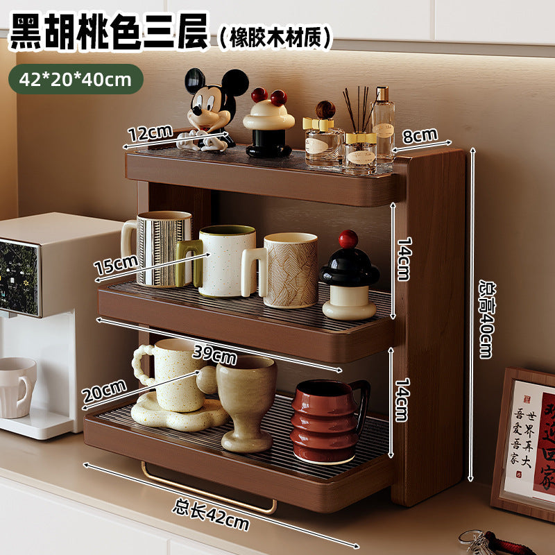 Solid Wood Black Walnut Desktop Cup Storage Rack