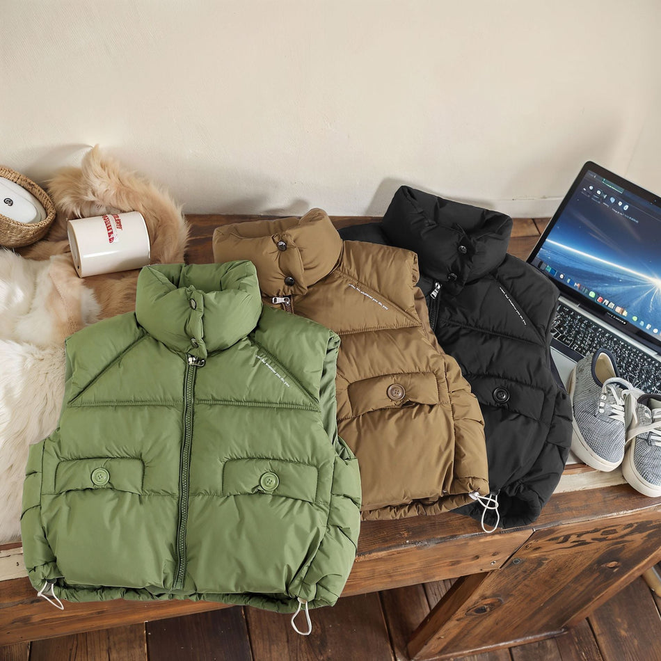 2025 Kids’ Stand-Collar Vest – Korean-Style Autumn/Winter