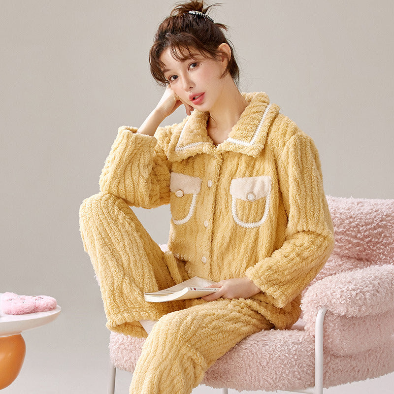 Korean Coral Fleece Pajama Set