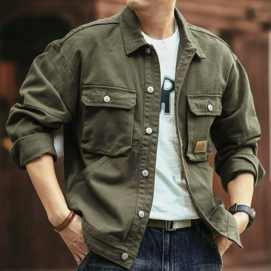 Retro American Denim Jacket – Men’s Autumn Workwear
