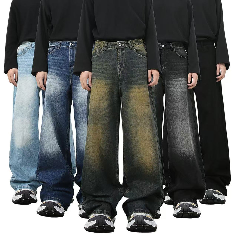 American Retro Washed Loose Straight Men’s Jeans
