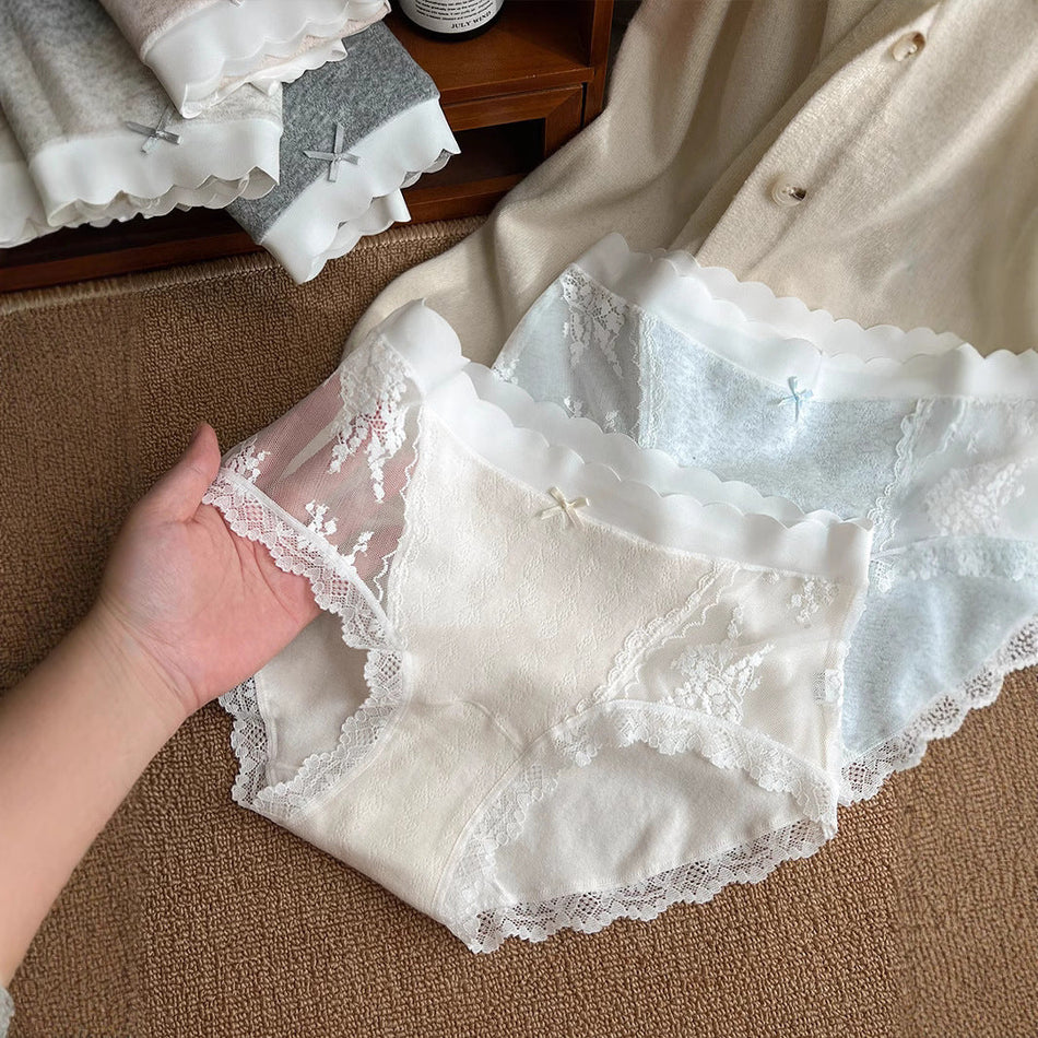 PACK OF - 6 Lace Cotton Mesh Briefs – Mid-Waist & Traceless