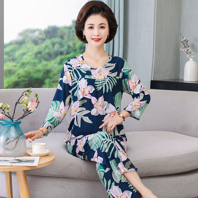 Cotton Silk Pajama Set – Elegant Long Sleeve for Women