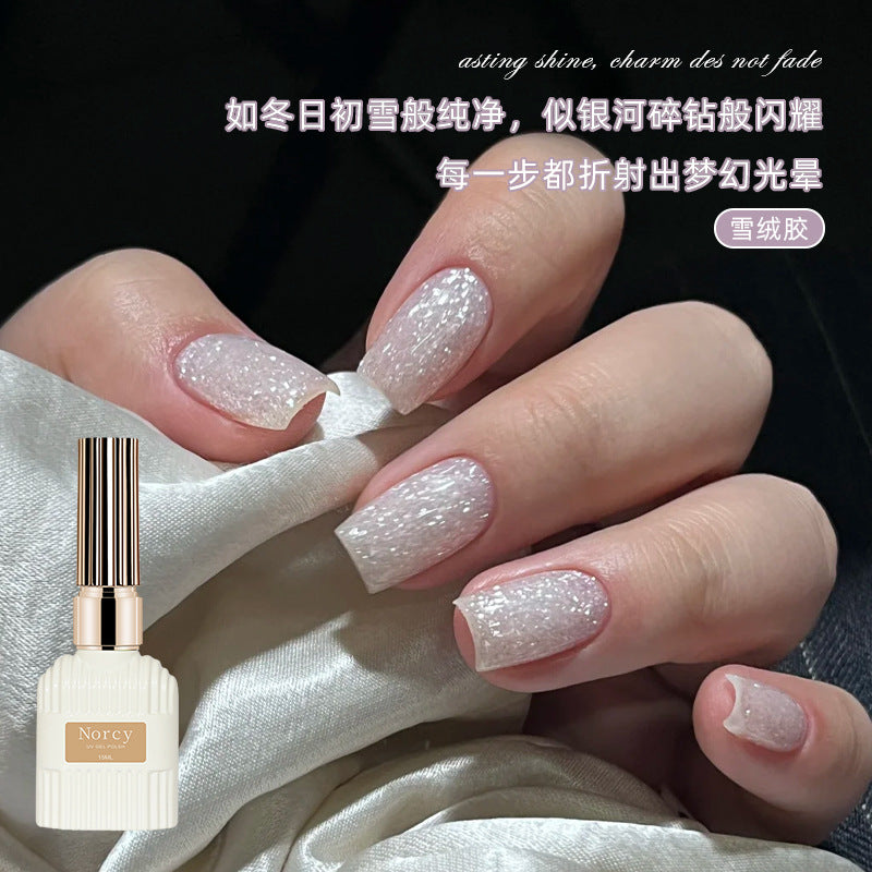 Snow Velvet Nail Polish Glue – White Fine Flash Winter Manicure