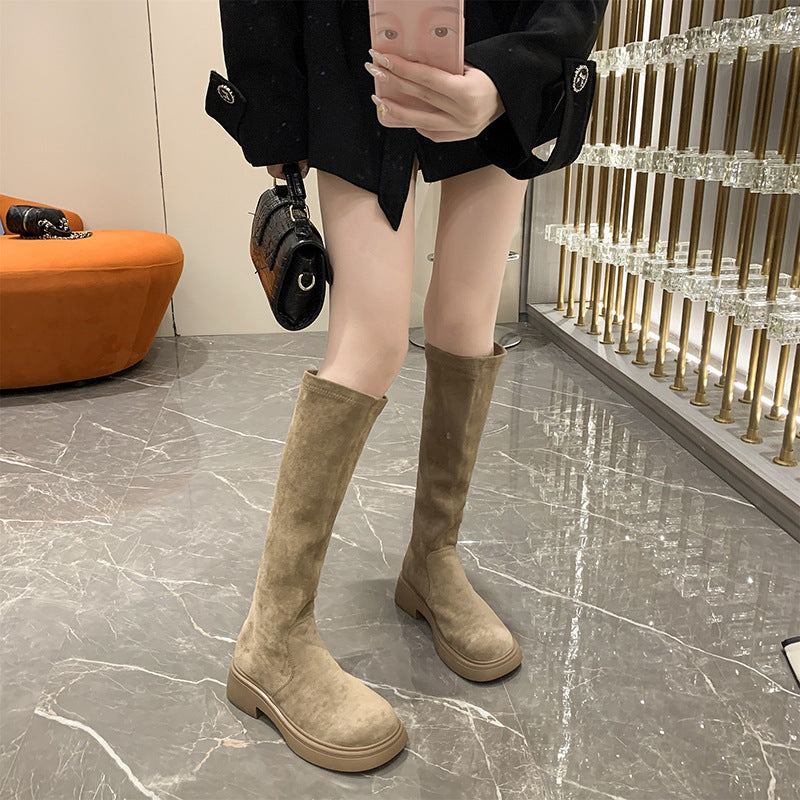 Suede Fleece-Lined Knight Boots – Autumn & Winter 2026