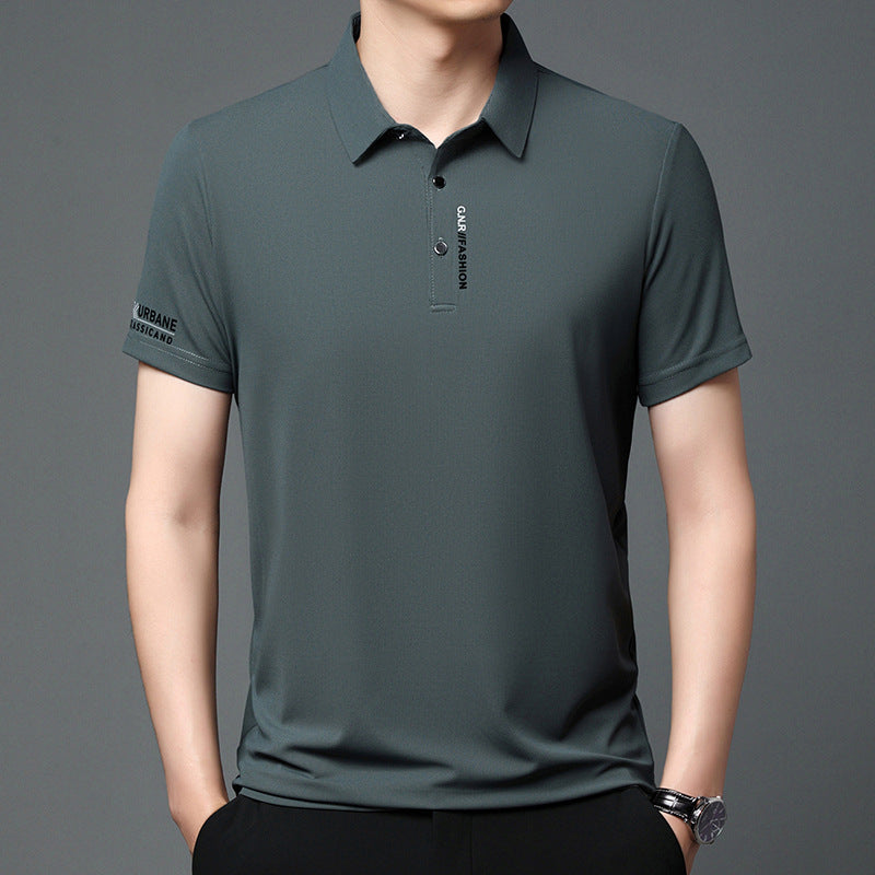 Men’s Ice Silk Waffle Polo T-Shirt – Lightweight Summer Top