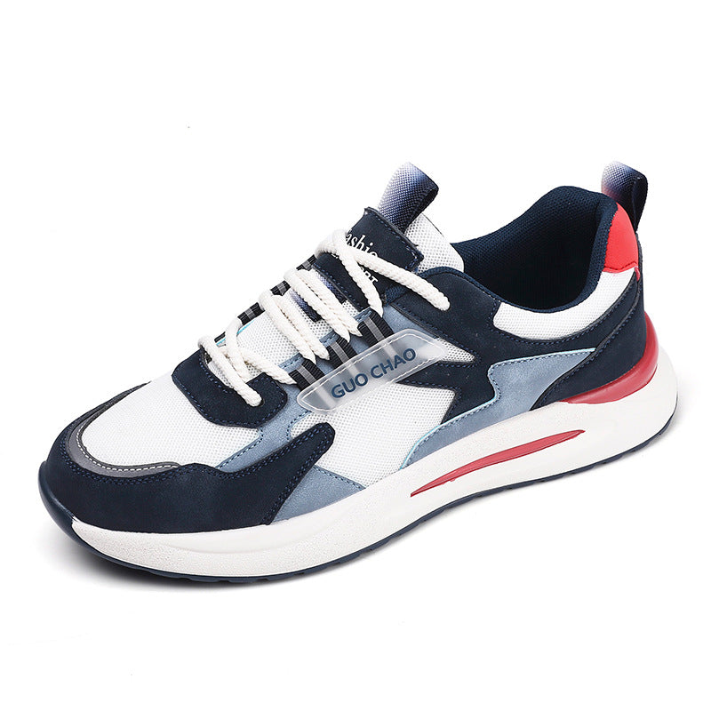Men’s Thick Sole Sneakers – Low-Top Lace-Up Casual Running Shoes