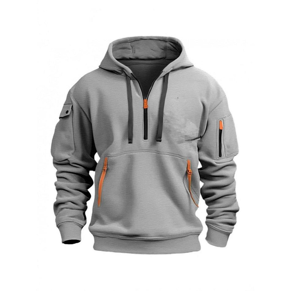 Men’s Zipper Hoodie Sweatshirt with Multi Pockets