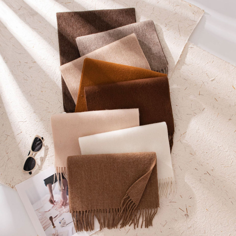 100% Wool Men’s Gray Scarf Warm Morandi Winter