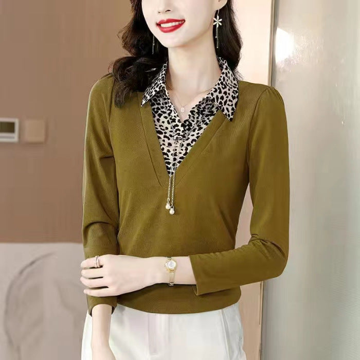 STOCK-Fake Two-Piece Long Sleeve T-Shirt – Trendy Mom Fit