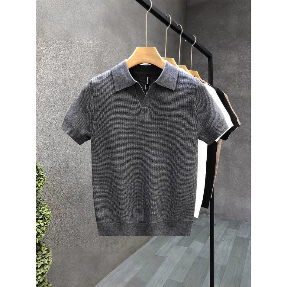 Spring Summer Men's Korean Style Short-Sleeve Sweater