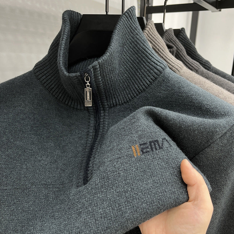 Men’s Winter Fleece Half-Zip Turtleneck Sweater