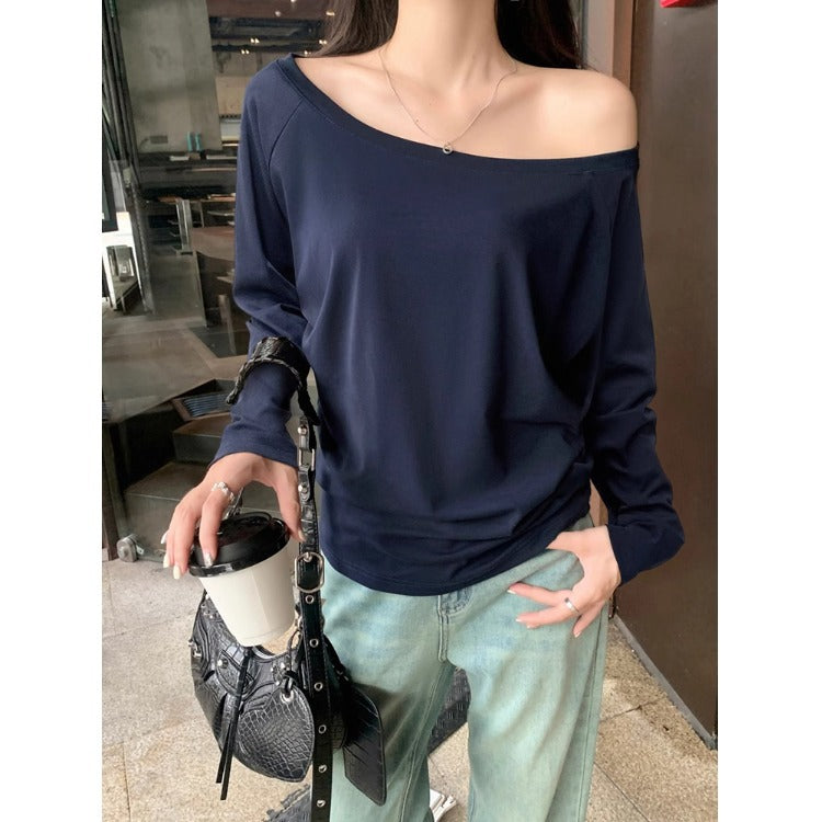 One-Shoulder Off-Shoulder Long Sleeve Top