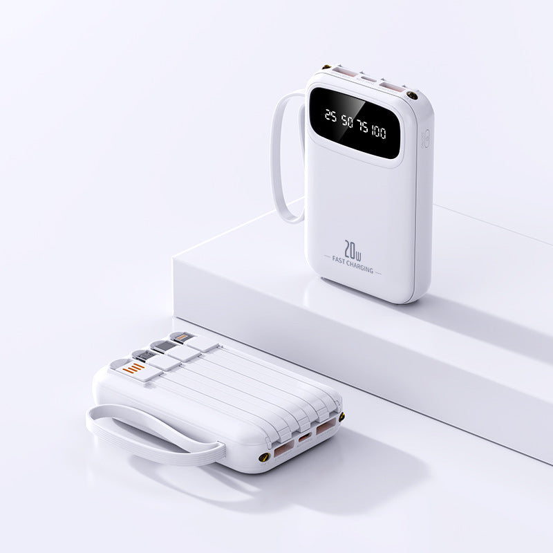 STOCK-20000mAh Power Bank with Built-In Cable – Fast Charging for