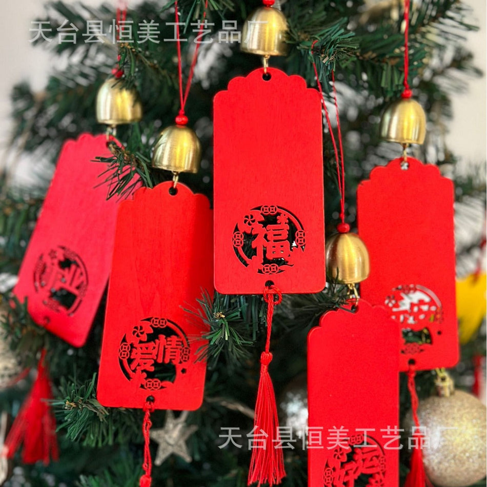 Red Wishing Card Bell Pendant Tree & Home Decoration