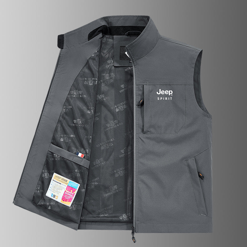 STOCK-Men’s Vertical Collar Vest – Spring & Autumn Loose Leisure