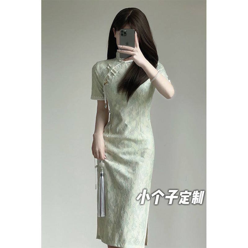 Short Improved Cheongsam Slim Fit Mid Length Summer Dress XS