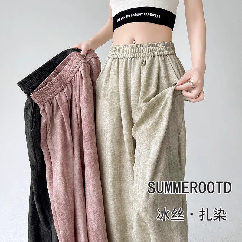 Tie-Dye Cotton Linen Wide-Leg Pants