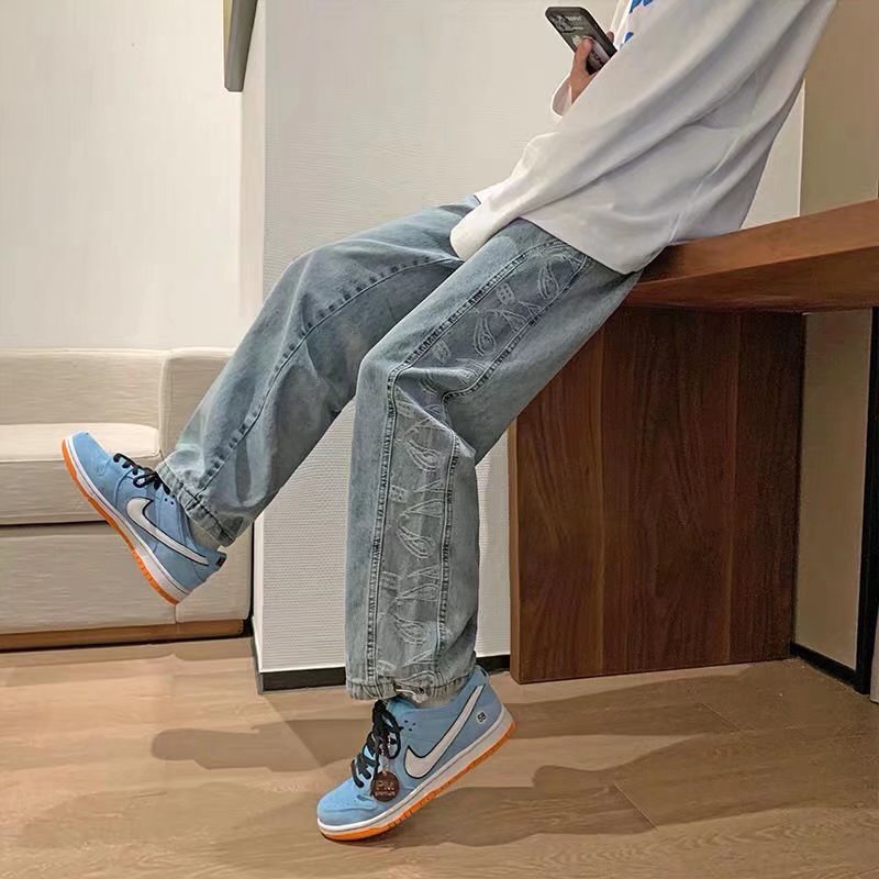 Men’s Korean Style Wide-Leg Jeans | Vintage Loose Fit